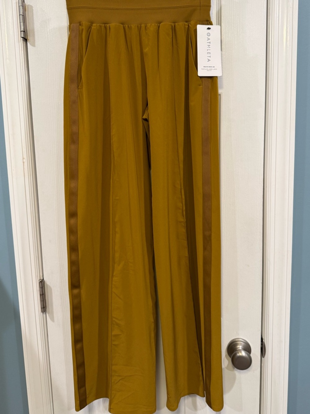 NWT Athleta Nolita Wide Leg (Mustard Gold) High Rise   Lightweight Pull On Sz 2